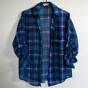 2/$20 Sheer plaid blouse